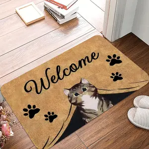 1 Piece of Cartoon Cute Cat Decorative Welcome Doormat Soft Kitchen Floor Mat Living Room Decorative Rug Suitable for Indoor and Outdoor Home Decor, Cartoon Pattern Rug