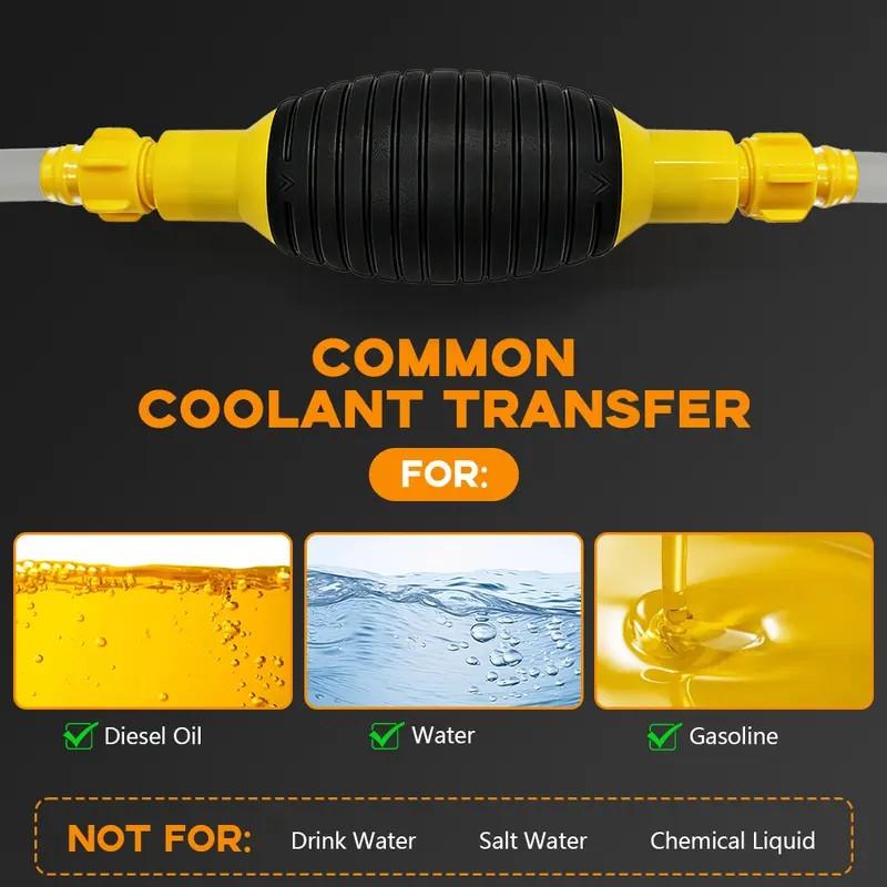 Gas Siphon Pump for Gasoline, Syphon Hand Pump with 6.5Ft Siphon Hose, Transfer Pump for Water, Fuel, Liquid, Aquarium (one hose)