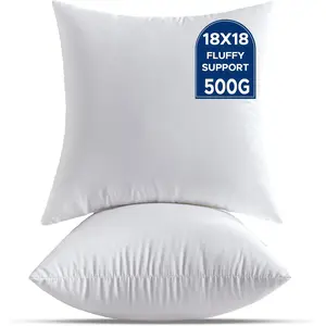 18 x 18 Throw Pillow Inserts Pack of 2 Medium White Decorative Square Pillows for Couch Bed Sofa Cushion Sham Stuffer Indoor