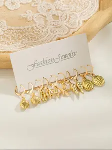 Fashion Shell & Starfish & Fan Design Earrings, Fashion Jewelry for Party, Daily Clothing Decor, Trendy All-match & Exquisite Jewelry for Birthday Gift
