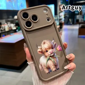 Phone Case for iPhone 17 Pro Max 16 Plus 15 14 13 12 11 Air E Calf with Tulip Pattern Full Lens Protector Rugged Durable Soft TPU Cover Gift