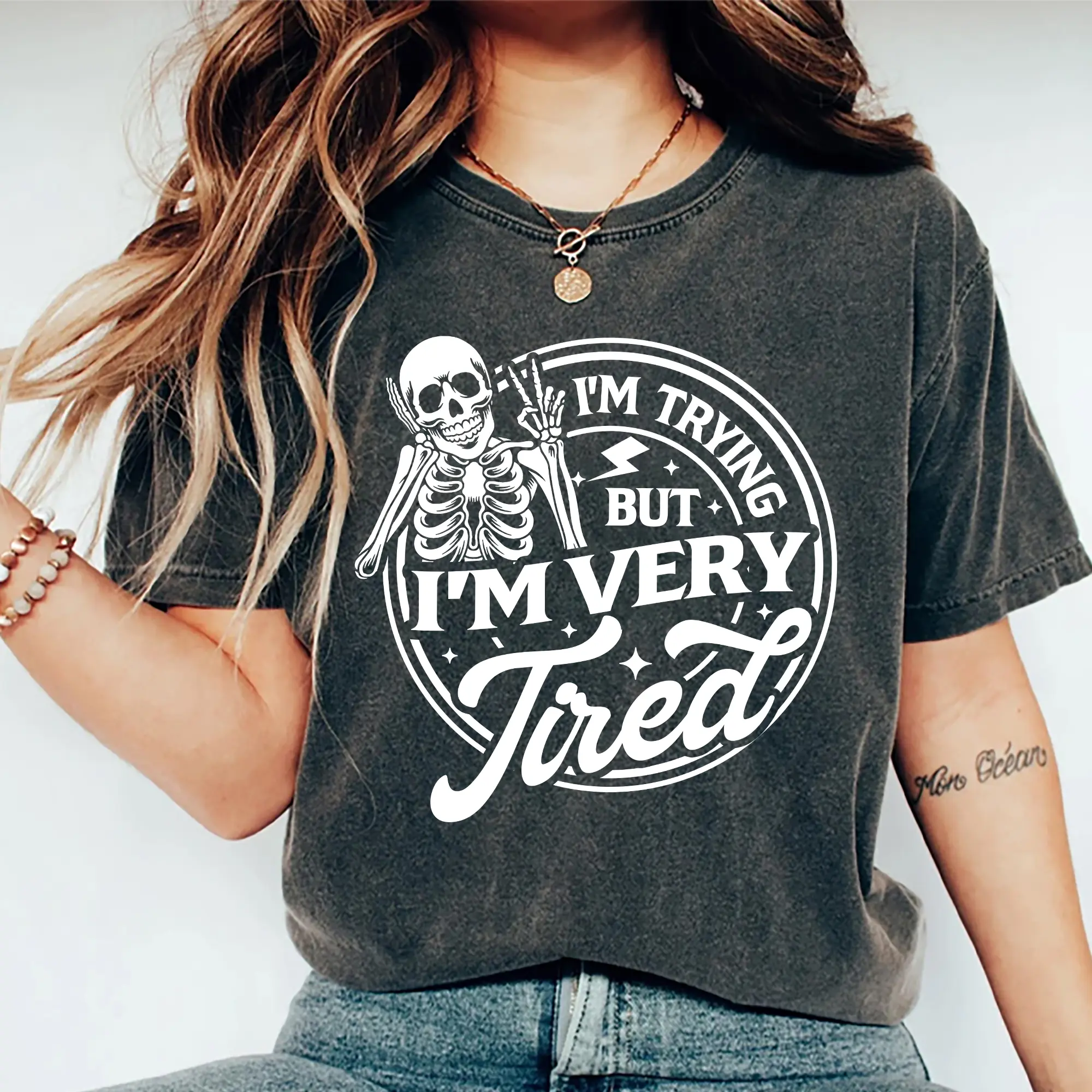 I'm Trying But I'm Very Tired Shirt, Funny Unisex Comfort Colors Shirt, Funny Saying Tee