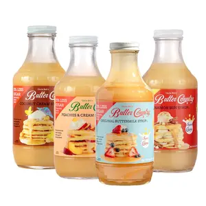 Variety 4 Pack Original Buttermilk, Cinnamon Bun, Coconut Cream, and Peaches & Cream Syrup for Pancakes and Waffles Beverage Sweet