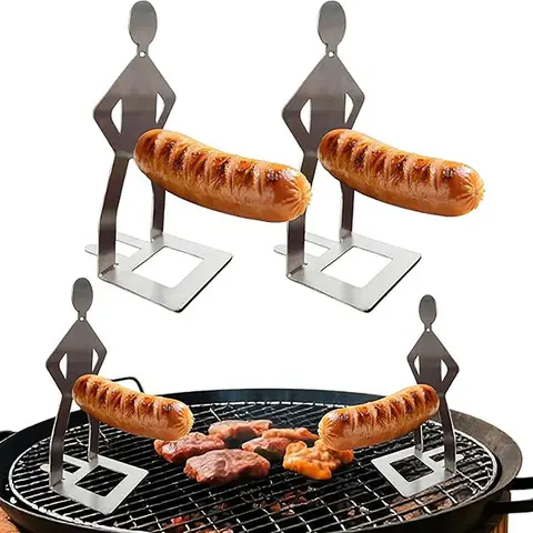 2 Pcs Stainless Funny Shape BBQ Grill Rack - Home Supply BBQ Tools, Reusable Lighter Gear, Outdoor Grilling Barbecue Accessories, All Seasons Portable Party Gift