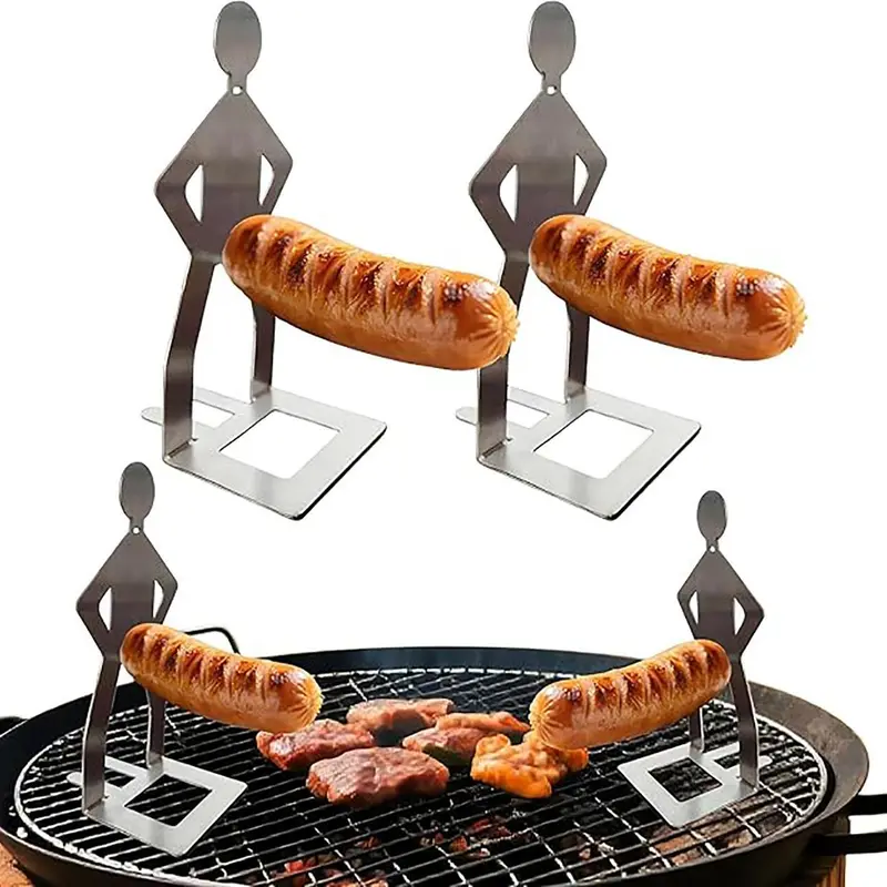 2 Pcs Stainless Funny Shape BBQ Grill Rack - Home Supply BBQ Tools, Reusable Lighter Gear, Outdoor Grilling Barbecue Accessories, All Seasons Portable Party Gift