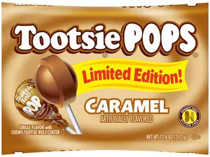 Tootsie Pops Limited Edition Individually Wrapped Single Flavor Lollipops with Tootsie Roll Center, Caramel, 12.6 Ounce Snack Candy Sweet Bonbon Bites