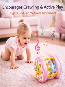 Duck-Shaped Musical Light-Up Ocean Projection Drum Toy for Infants - Rotating Lights, Adjustable Volume, Hand Clap Function, Promotes Crawling & Learning, Unisex Interactive Educational Gift, Infant outdoorfun