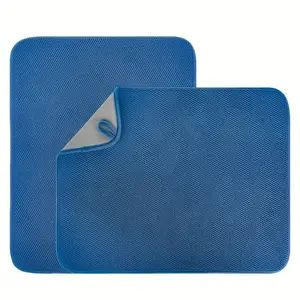 2/4/6 Pack Heavy-Duty Microfiber Dish Drying Mat - Ultra Absorbent Non-Slip Dishwasher Dish Drainer Pad, Blue & Grey Dishwasher Rack Mat for Kitchen Countertop, Sink, Dishwasher (Bulk Pack) - Fast-Drying Drying Pad