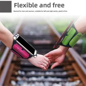 Comfortable Wearable Rotatable Mobile Phone Holder Running Arm Wrist Bag Wristband Smartphone Cellphone Stand Mount Black