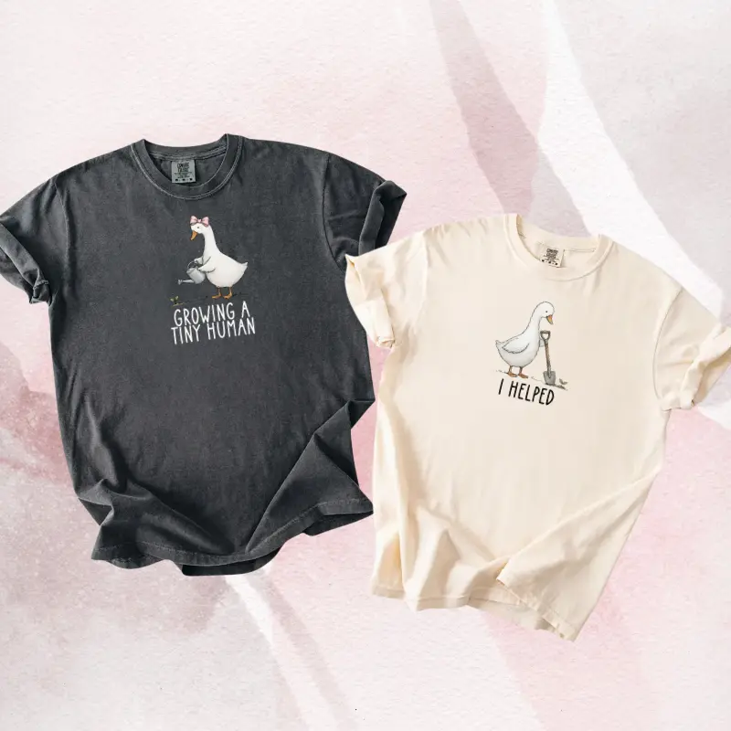 Pregnancy Announcement Shirt, Matching Mom and Dad Shirts, Baby Reveal Tee, Couples Pregnancy Gift, Goose Expecting T-Shirts