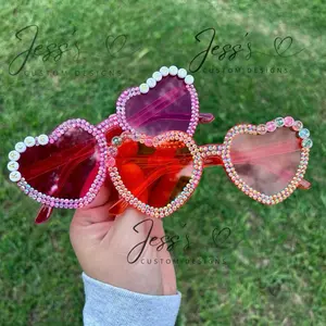 Custom Karol Rhinestone Heart Sunglasses | Personalized Concert & Festival Glasses