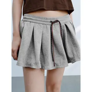 URBAN REVIVO 2026 Women's Cotton Mix Casual Sporty Pleated A-Line Skirt with Built-in Shorts, Slight Stretch, Multi-Size Womenswear Bottoms for All Body Types, Casual Sporty Skirt summerwins