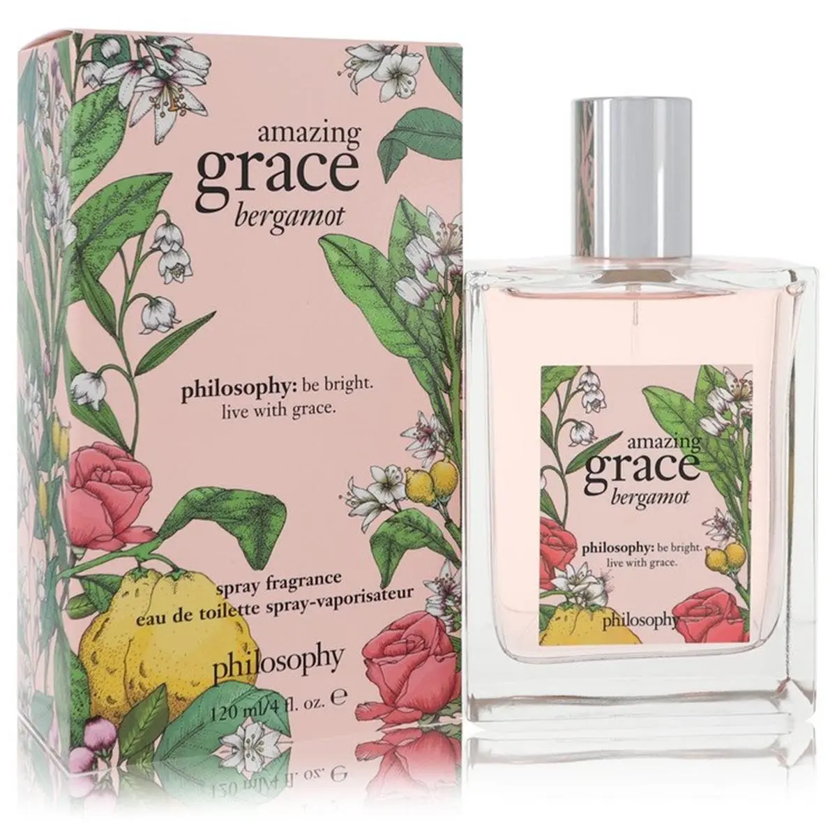 Philosophy 560137 120ml Amazing Grace Bergamot Eau De Toilette Spray - Women's Aromatic Citrus, Floral, Musk Fragrance with Grapefruit, Fresh, Long-Lasting Juicy Scented Bottle, Clean Girl Perfume, Signature Scent, 4 To 4.9 Fl Oz, Spray Bottle, Female Wea