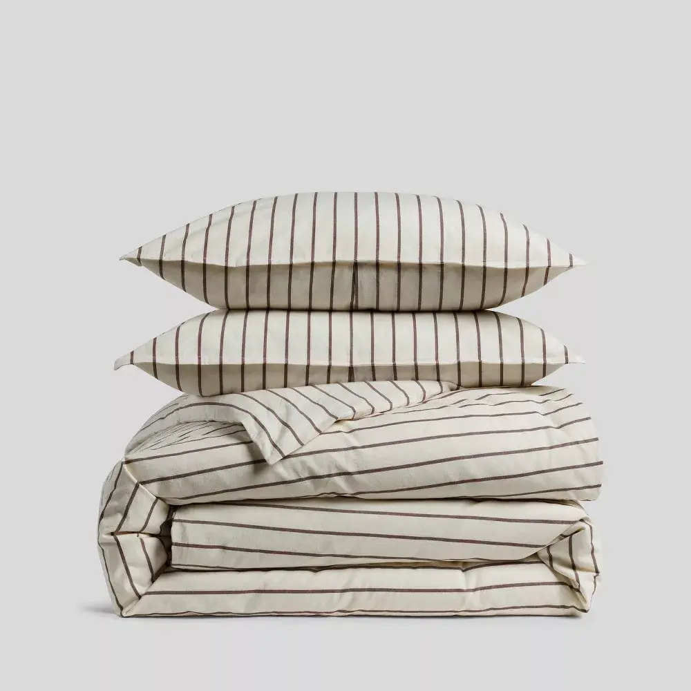 Parachute Queen Organic Cotton Wide Stripe Duvet Cover Set Bedding