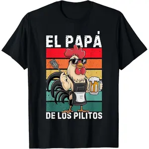 Retro El Papa de lo pollitos Funny Spanish Dia del Padre Tee T-Shirt
