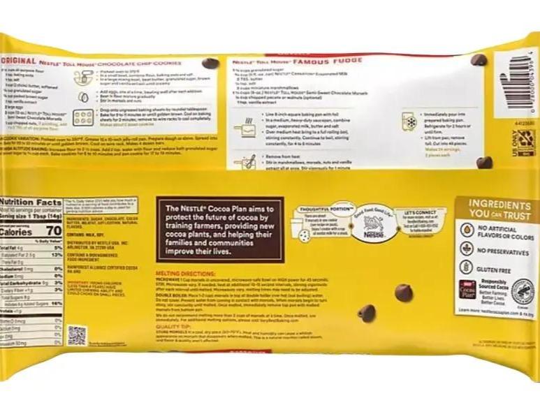Nestle Toll House Semi-Sweet Chocolate Chips 72 oz Snack for Baking Cooking Rich Creamy Flavor Cocoa Plan