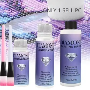 DIY Diamond Painting Sealer Kit, 60ML/120ML/200ML Diamond Art Glue with one Tool Brush, Permanent Shine Effect Sealant
