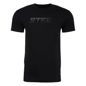 Men's Short-Sleeve Round Neck Black-on-Black Steel Performance Casual T-Shirt - Streetwear, Casual Streetwear Style Menswear Top