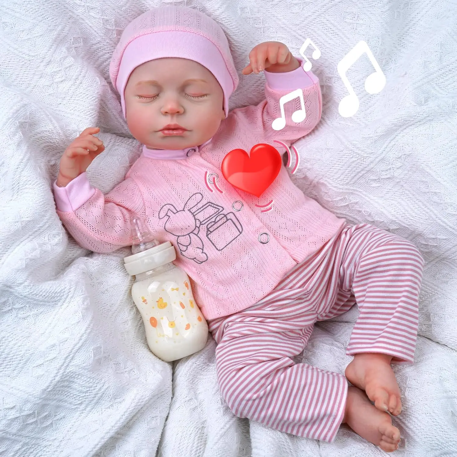 #Summervibes#DealsForYouDays BABESIDE 20-inch 8-Piece Reborn Doll Set with Cloth Body & Vinyl Limbs Breathing Heartbeat Laughter Functions Gift Box Accessories Perfect for Christmas New Year Birthdays Collectors