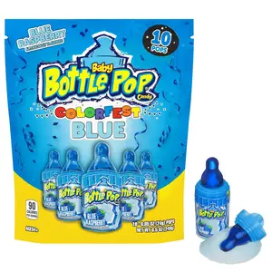 Baby Bottle Pop Christmas Candy Blue Lollipops, 10 Ct Bulk Lollipops with Dipping Powder in Blue Raspberry Flavor, Full Size, Individually Wrapped Hard Candy For Party Favors, Stocking Stuffers, Gifts