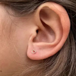 Solid 14k Gold Heart Earrings – Tiny Screw Back Studs, Handmade Jewelry Gift