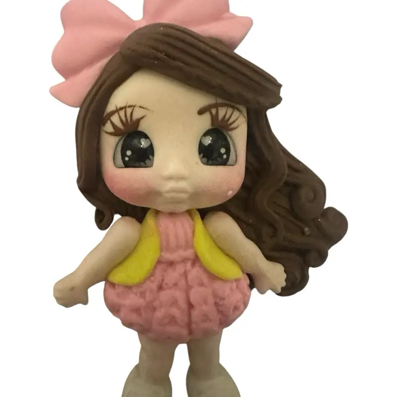 Handmade Clay Characters with Pink-Yellow Details - Handcraft Clay Art Items, Pottery Supplies, DIY Craft Decor Materials for Pen Top Clips, Key Chains, Round Doll Eye Accents, Gifts for DIY Enthusiasts