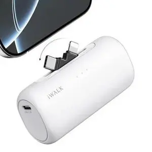 iWALK 5000mAh 2-in-1 Connector Portable Charger LinkPod Switch Power Bank for iPhone & Android Devices Travel Gadgets Usb Battery Operated Usb Battery Adapter