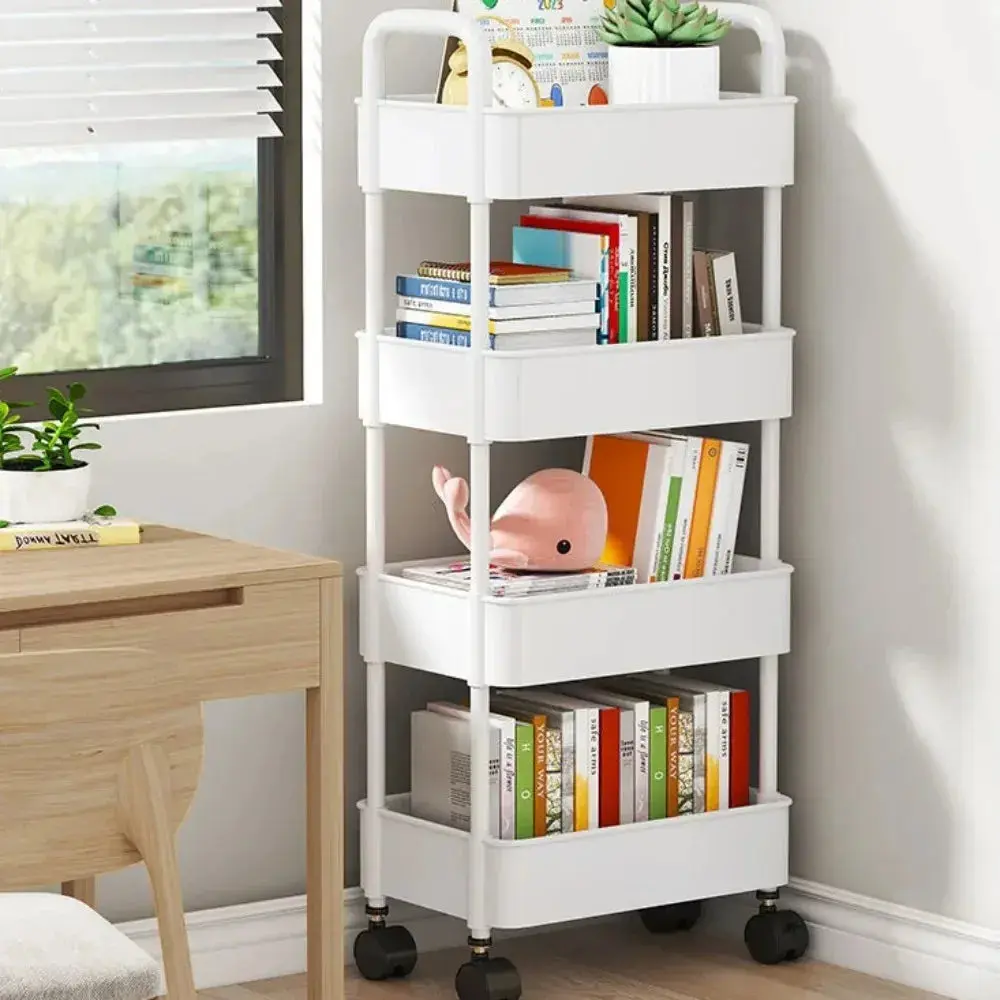 Mobile Kitchen Organizer Cart With Wheels Household Plastic Shelf Rack Hanging