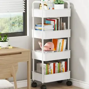 Mobile Kitchen Organizer Cart With Wheels Household Plastic Shelf Rack Hanging