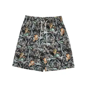 Men's Graffiti Print Beach Shorts - Drawstring, Knee Above, Stylish Comfortable Tropical Beachwear for Casual Beach Outings
