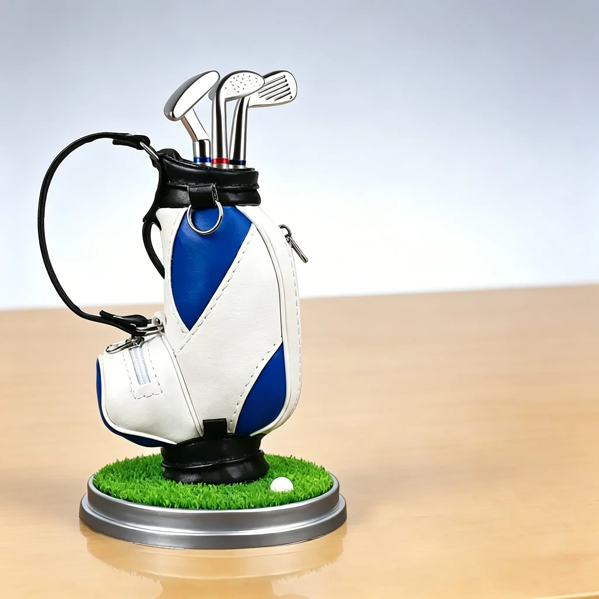 Golf Theme Sports Figurine Pen Holder + 3-Pen Set, Creative Design for Office Desk Decoration, Ideal Holiday Gift for Office Workers, Collectible Ornament