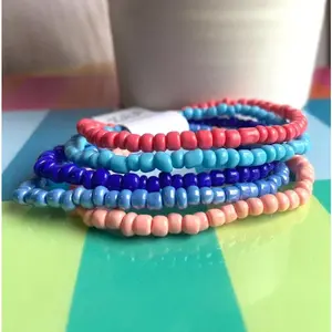 Pink and blue periwinkle shades color stack bracelets