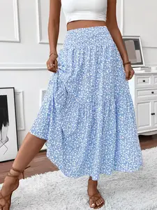 Women's Ditsy Floral Print A Line Skirt, Boho Fashion Casual Skirt for Daily Holiday Vacation Wear, Ladies Bottoms for Summer