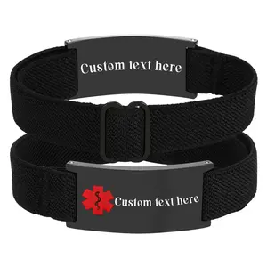OIDEA Personalized Medical Alert ID Bracelet for Men and Women - Adjustable Stretch Stainless Steel Engravable Emergency Wristband summerwins,summerwins
