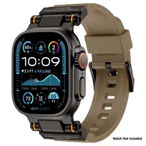 Metal connector silicone strap for Apple Watch, outdoor durable scratch-resistant silicone model, suitable for iWatch series 11/10/9/ultra2/8/7/6/5/4/  ,44-49mm