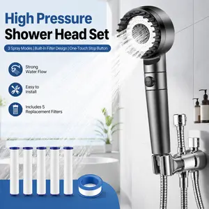 Powerful 3-Mode Handheld Shower Head High Pressure Water Spray with Rainfall Massage Pulse Spray Hybrid Bubble Patterns Premium ABS Material Wall Mount Showerhead Modern Bathroom Upgrade Ideal Summer Shower Accessory Perfect Holiday Gift