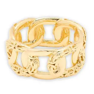 Bellezza Bronze Goldtone Hammered Link Band Ring