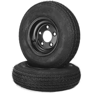 Set of 2 Trailer Tire On Rim 4.80-8 4.80x8 480-8 Load Range C 6PR, 5 Lug On 4.5" Black Spoke Wheel, Trailer Tire Wheel Assembly