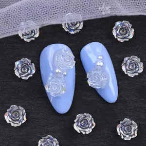 Camellia Nail Art Decorations Resin Rhinestone Nail Art Supplies for DIY Nail Art Projects