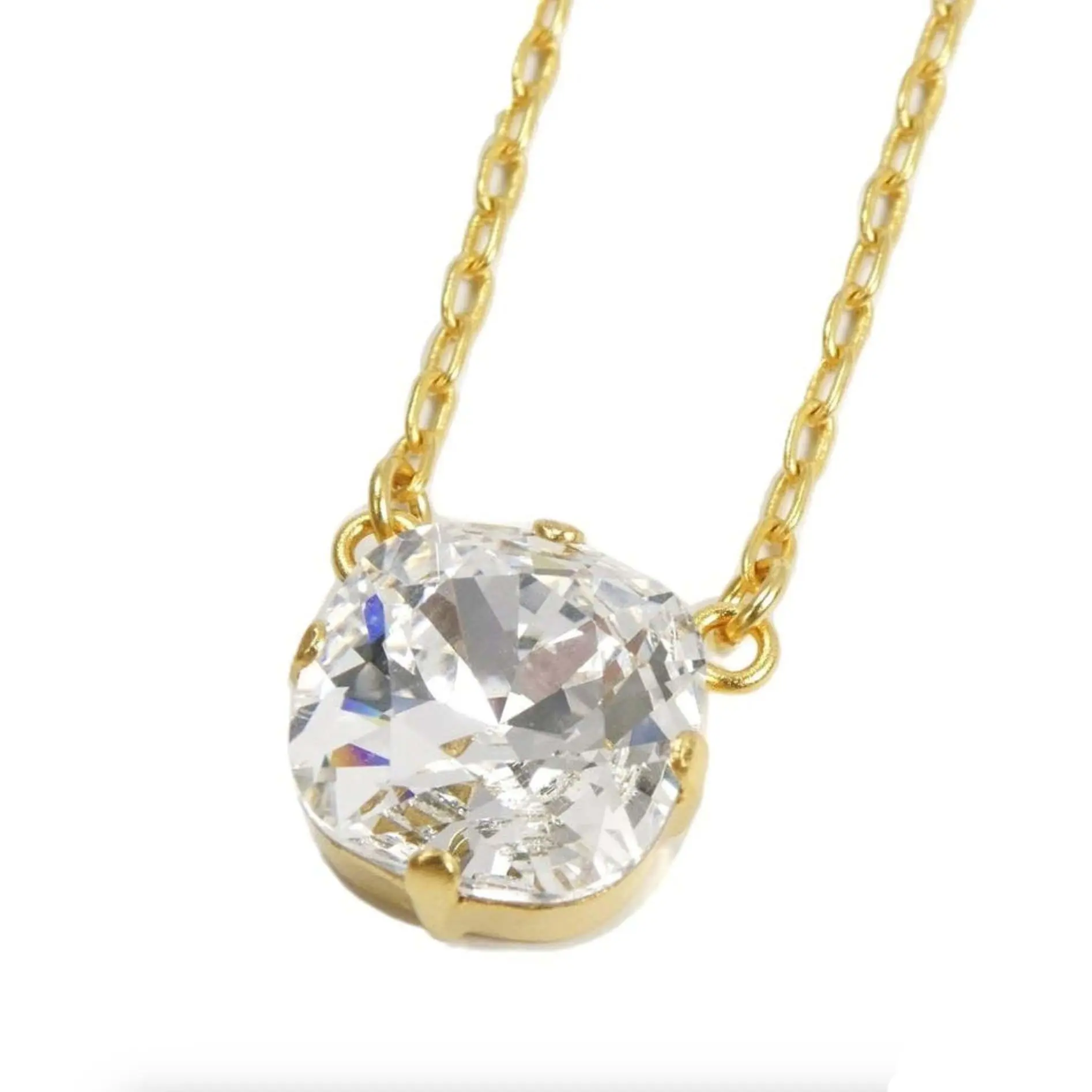 Catherine Popesco - Gold, Clear Crystal Necklace 1335