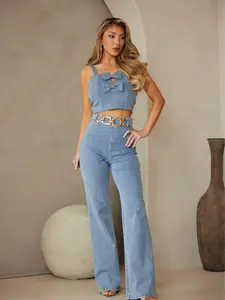 High Waist Washed Denim Pant