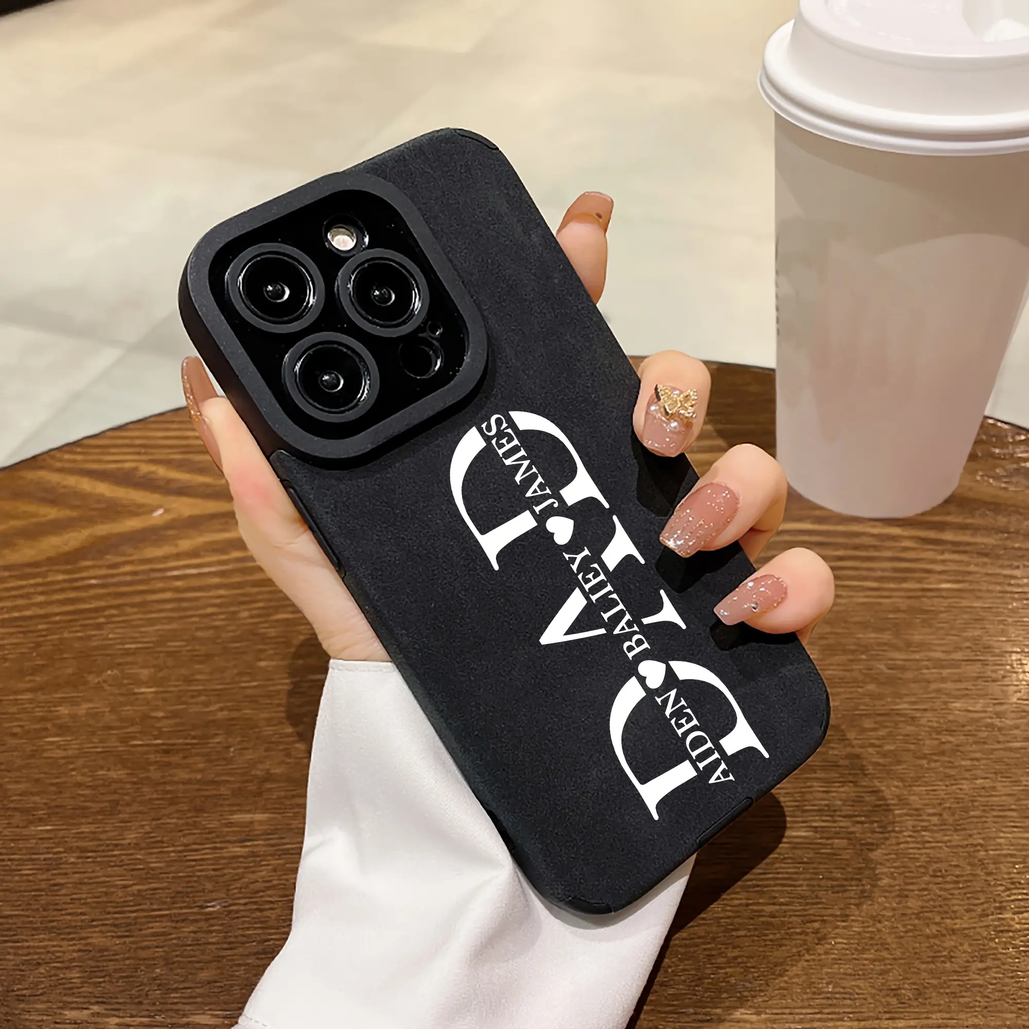 Customized Faux Leather UV-Printing Smartphone Case - Big Letter DAD & Kids' Name Personalized Cover, Men's Accessories, Protective iPhone Accessory for 17/16/15/14/13/12/11 Pro Max, Father’s Day/Birthday DIY Casing