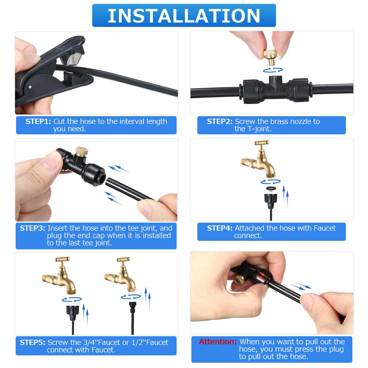 50Ft Outdoor Misting Cooling System,Misters for Garden Lawn Greenhouse