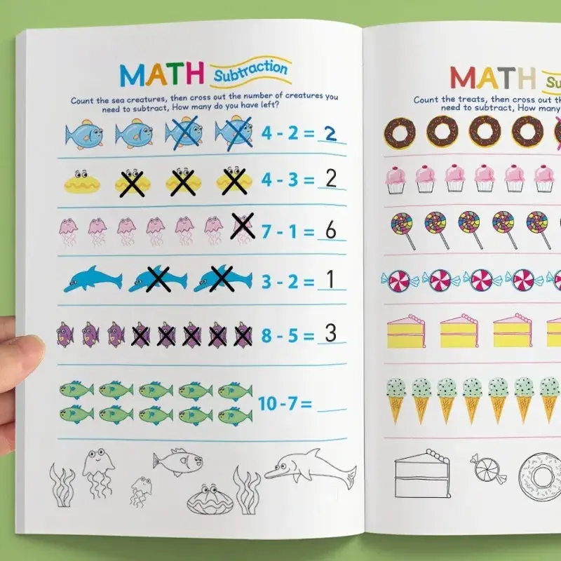 Math Beginner's Workbook - Kids Learning Materials, Beginner Math Practice Sheets, Printed Text Addition-Subtraction Practice for Kids