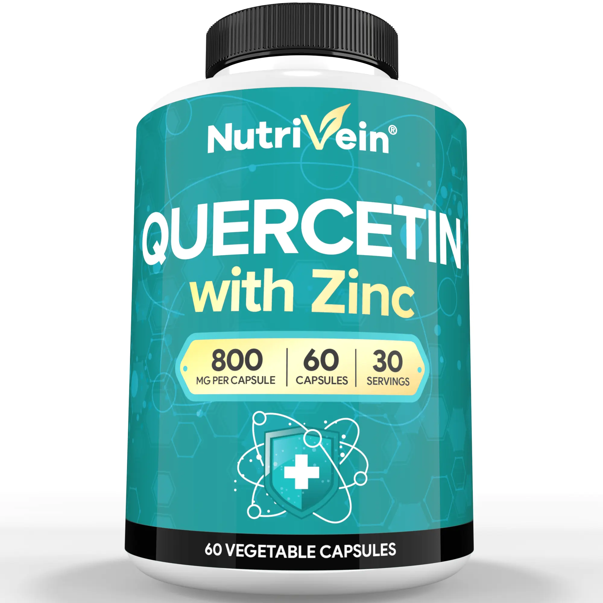 Nutrivein, Quercetin with Zinc Capsules, Dietary Supplement Formula, Plant-Based Nutrition Support, Daily Wellness Capsules, 800mg, 60 Capsules, 2 Capsules Daily