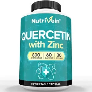 Nutrivein Quercetin 800mg with Zinc Health Supplements - Immune System Booster - 30 Day Supply (60 Capsules, 2 Daily)