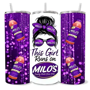 This Girl Runs  On Milos 20 oz Tumbler - BPA Free, stainless steel, Leak proof, durable, with clear liq