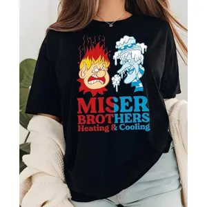 Delivered after Christmas-Unisex Miser Brothers Heating And Cooling T-Shirt - Heat & Snow Christmas Graphic, Festive Wear
