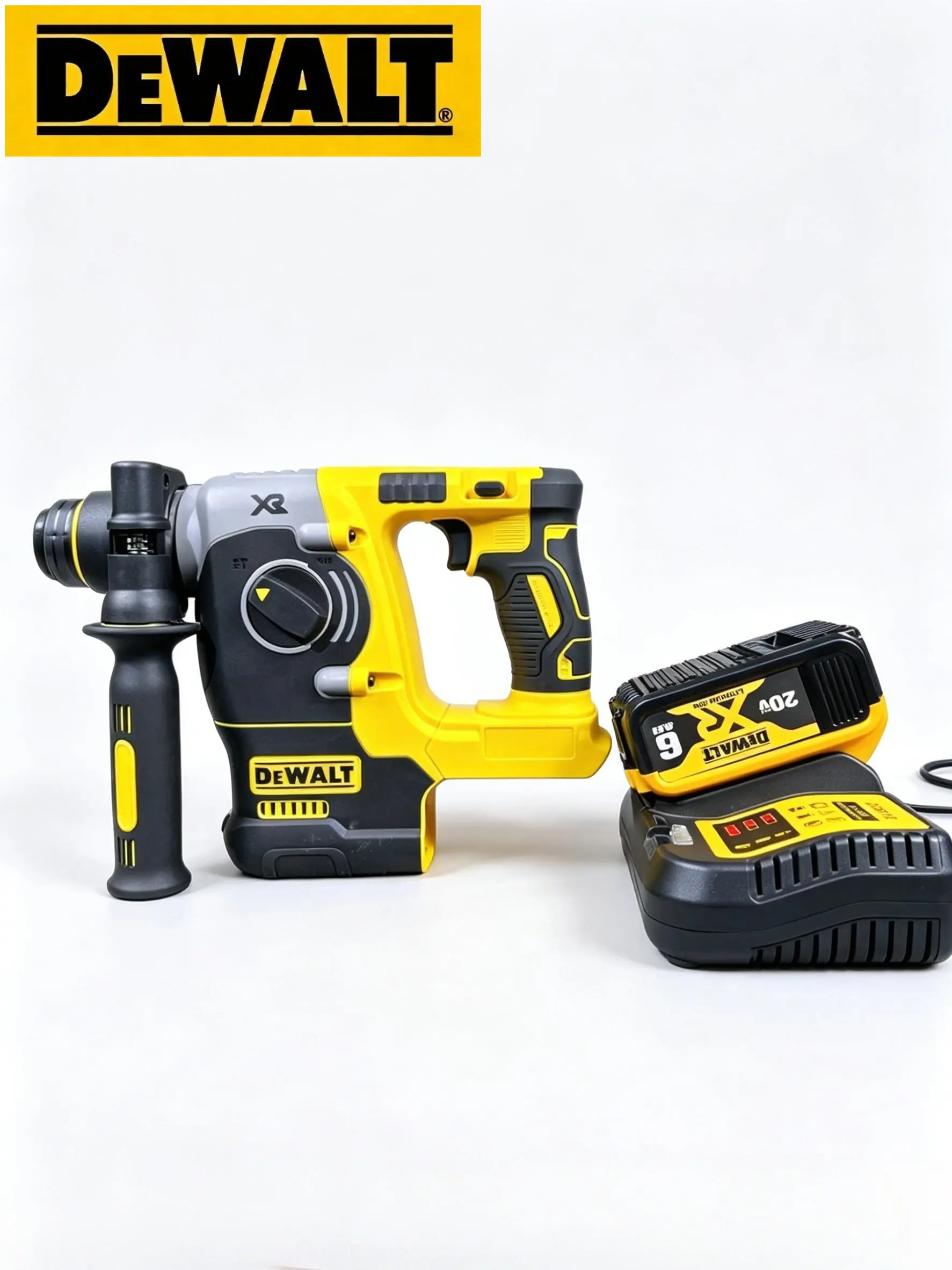 Dewalt XR 20V Brushless Rotary Hammer Full Kit With Single 6.0Ah Battery And Complete Charger Unit, Multi-working Mode Switching Function, Shock-absorbing Structure For Masonry Contractors And Household Maintenance hard case portable tool box tripod