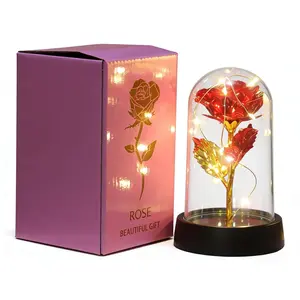 Eternal Flower Light Up Galaxy Rose in Glass Dome with Butterfly Unique Gifts Idea for Mom Grandma Girlfriend Boyfriend Birthday Valentine's Day